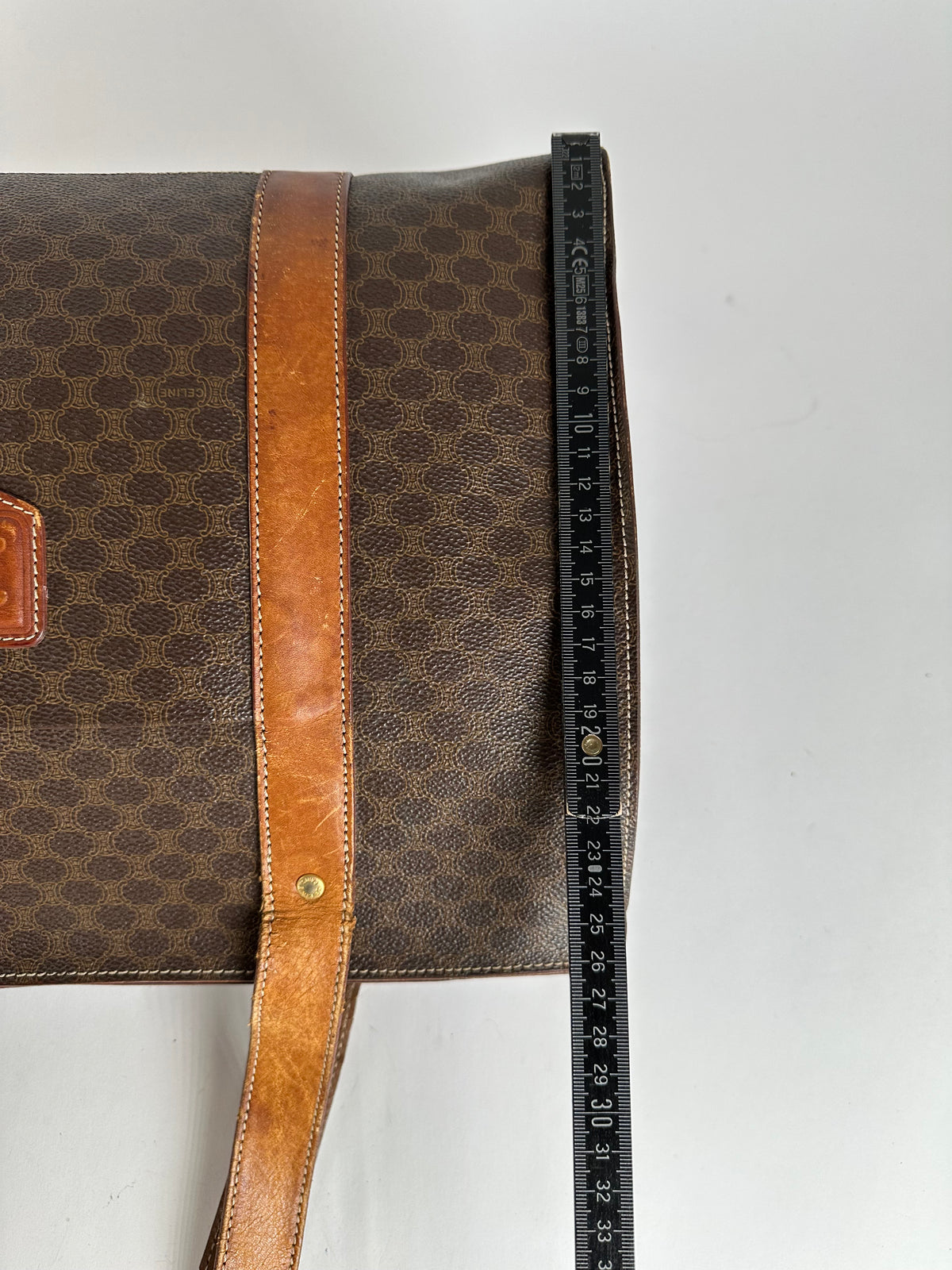 Vintage Celine Macadam Canvas Shoulder Tote c. 1997 Brown