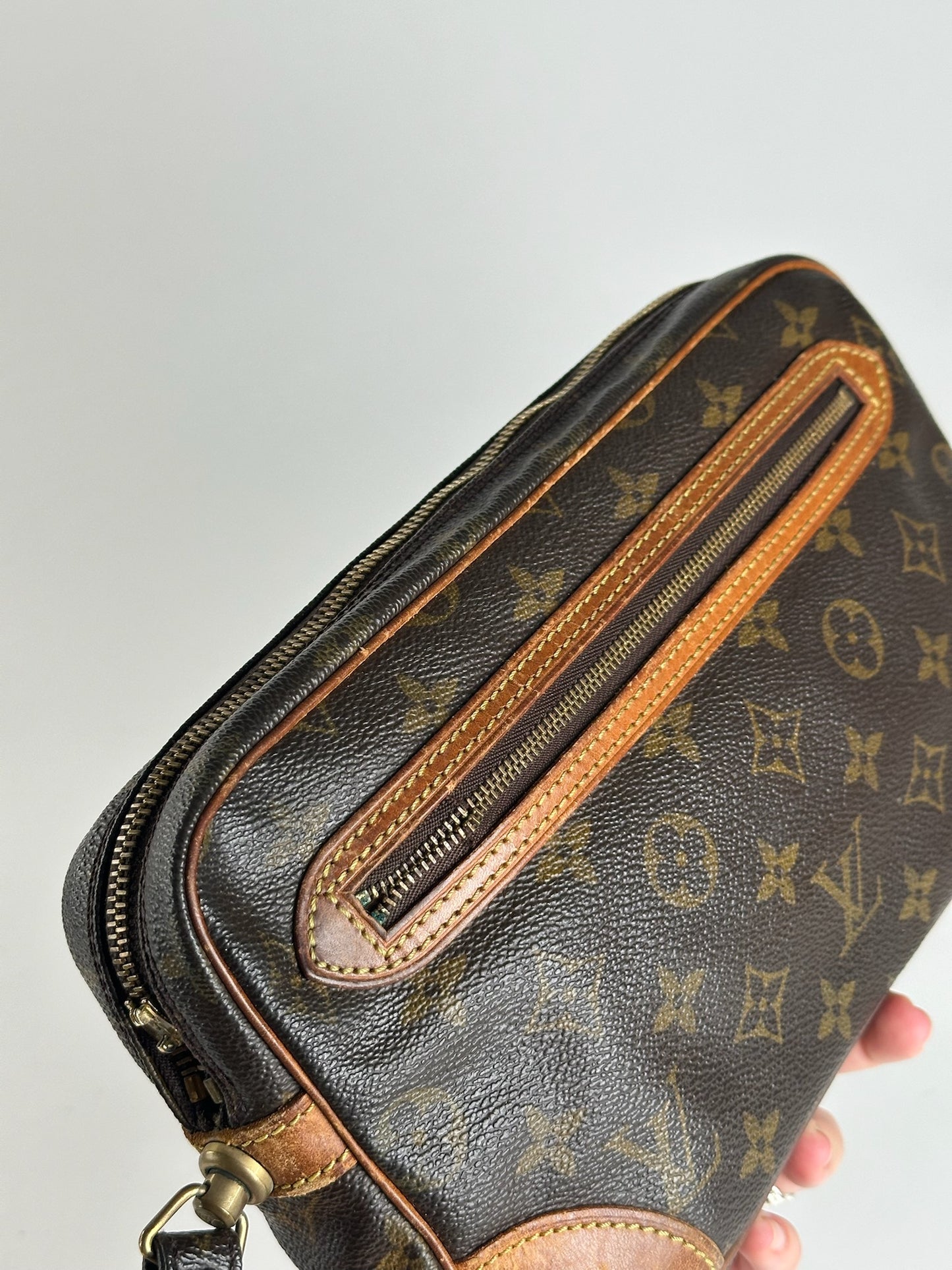 Pochette Louis Vuitton vintage en cuir Monogram marron