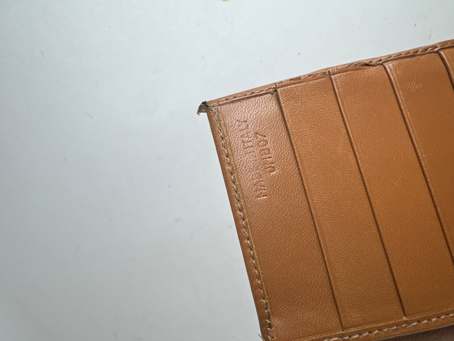 Vintage Celine Triomphe Monogram Leather Card Holder beige