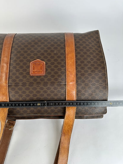 Vintage Celine Macadam Canvas Shoulder Tote c. 1997 Brown