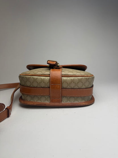 Vintage Celine Triomphe Monogram Leather bag beige brown