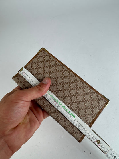 Vintage Celine Triomphe Monogram Leather Card Holder beige