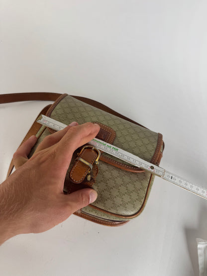 Vintage Celine Triomphe Monogram Leather bag beige brown