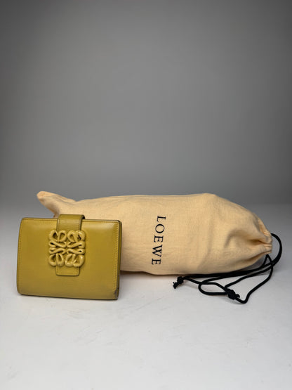 Vintage Loewe Anagram Logo Leather Wallet Yellow