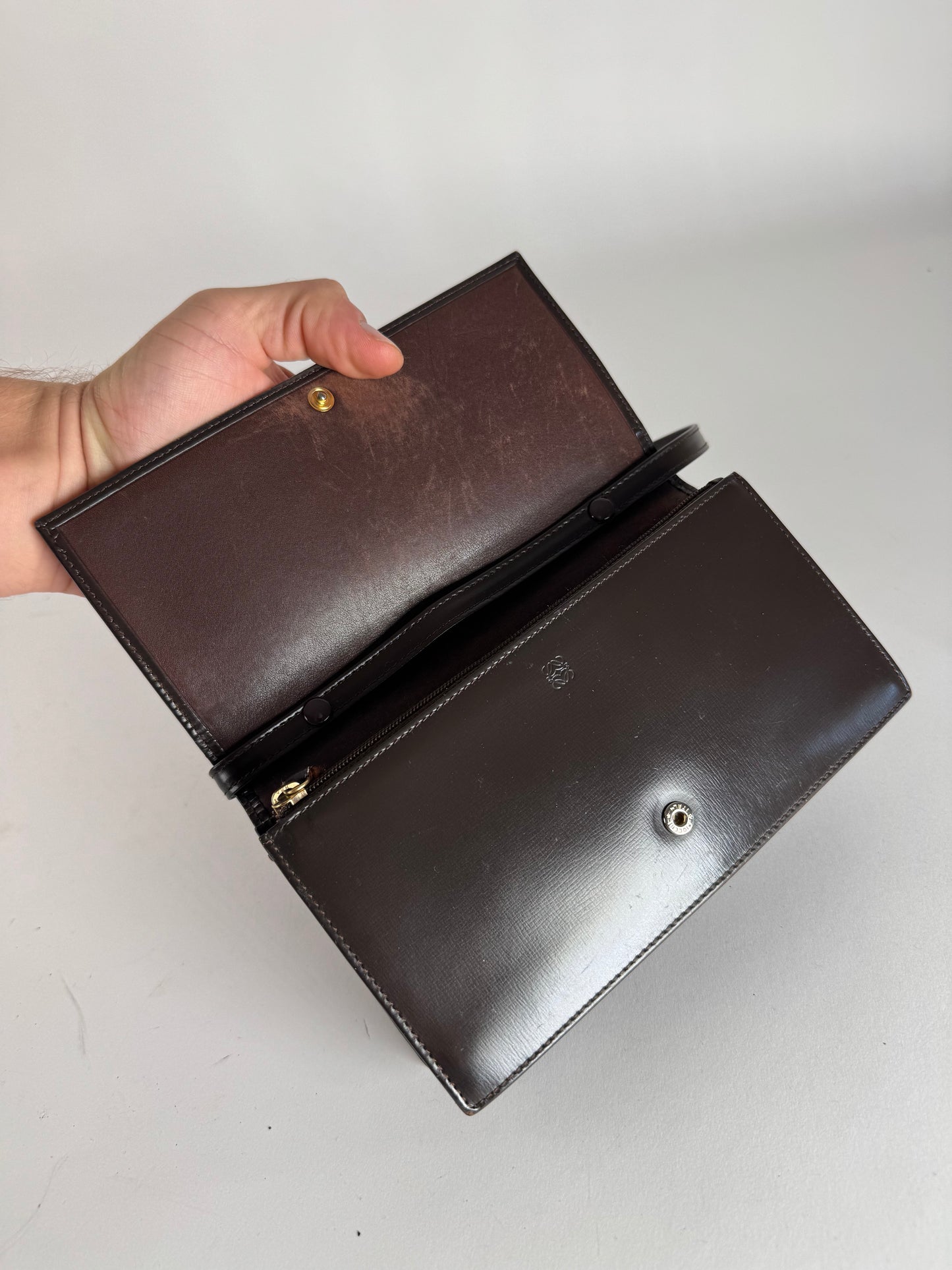 Vintage Loewe Madrid Leather Shoulder Bag Brown