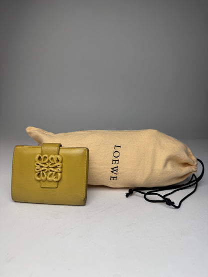 Vintage Loewe Anagram Logo Leather Wallet Yellow