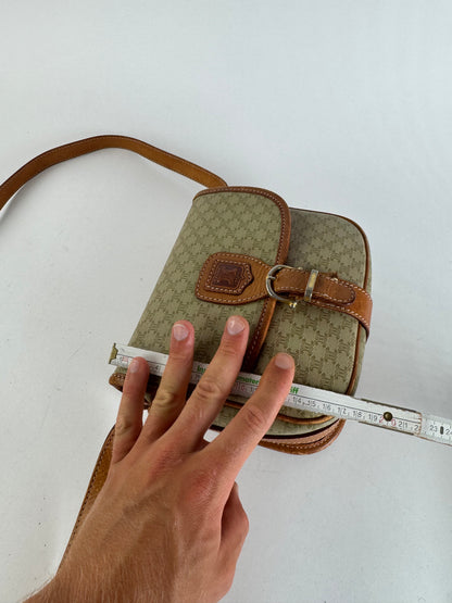 Vintage Celine Triomphe Monogram Leather bag beige brown
