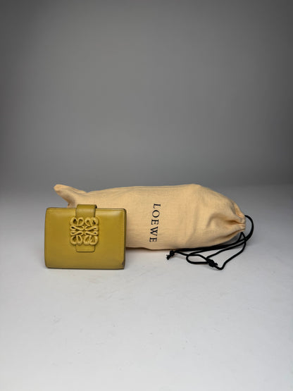 Vintage Loewe Anagram Logo Leather Wallet Yellow