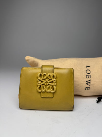 Vintage Loewe Anagram Logo Leather Wallet Yellow