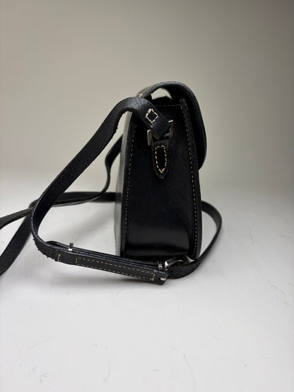 Vintage Courreges Classic Flap Crossbody Bag Black Silver