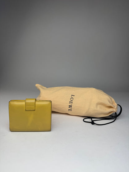 Vintage Loewe Anagram Logo Leather Wallet Yellow