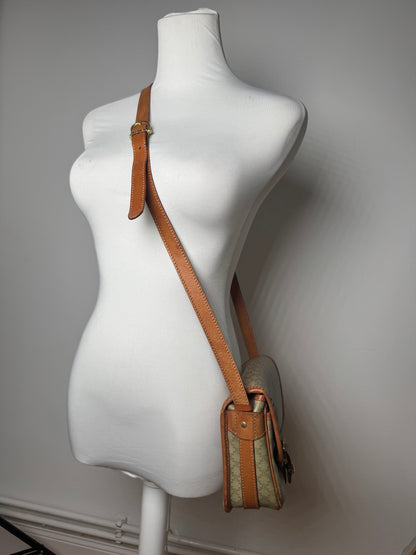 Vintage Celine Triomphe Monogram Leather bag beige brown