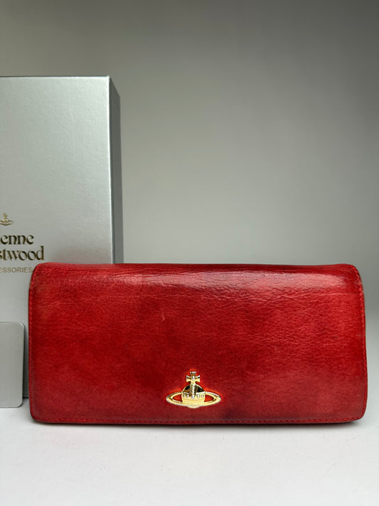 Vintage Vivienne Westwood Leather Bifold Wallet c. Late 2000s Dark Red