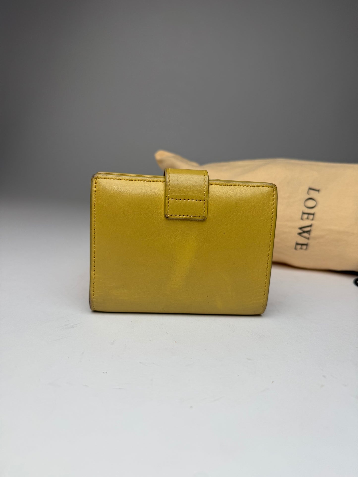 Vintage Loewe Anagram Logo Leather Wallet Yellow