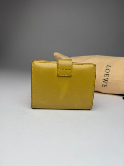 Vintage Loewe Anagram Logo Leather Wallet Yellow