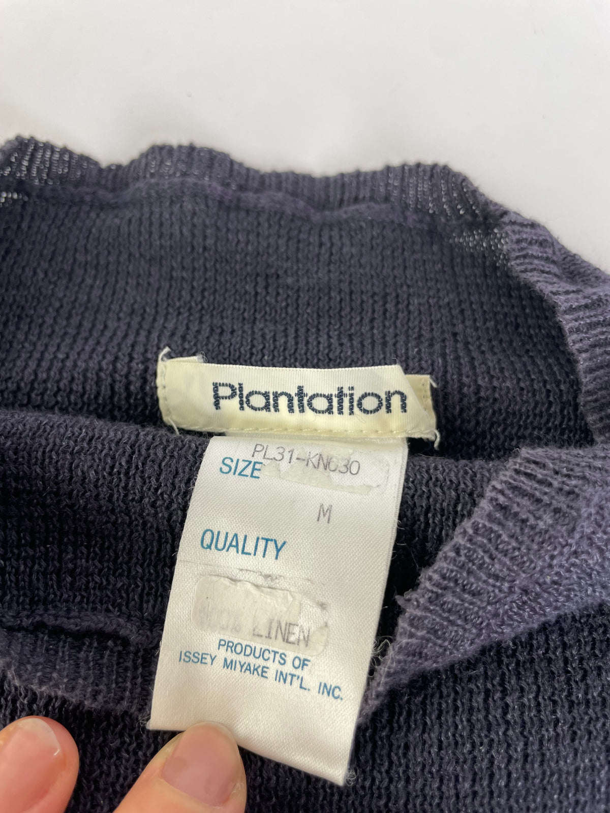 Vintage Issey Miyake Linen Pullover Sweater Dark Navy M
