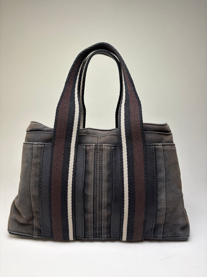 Vintage Hermes Troca Canvas Tote Dark Grey Black