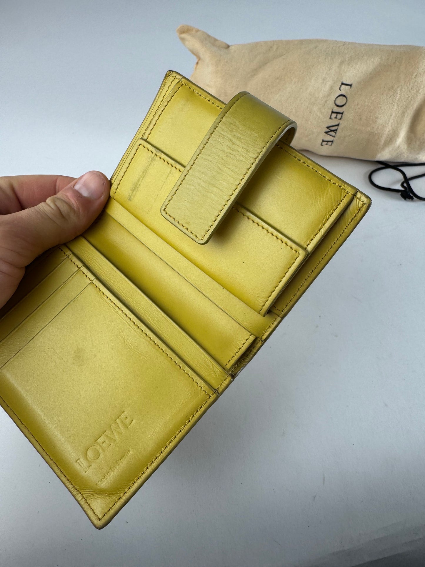 Vintage Loewe Anagram Logo Leather Wallet Yellow