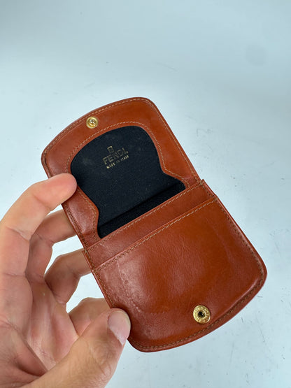 Vintage Fendi Canvas Card Holder Black