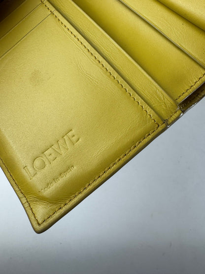 Vintage Loewe Anagram Logo Leather Wallet Yellow