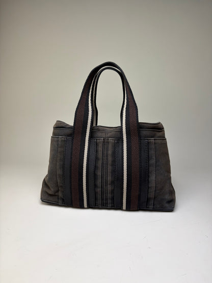 Vintage Hermes Troca Canvas Tote Dark Grey Black