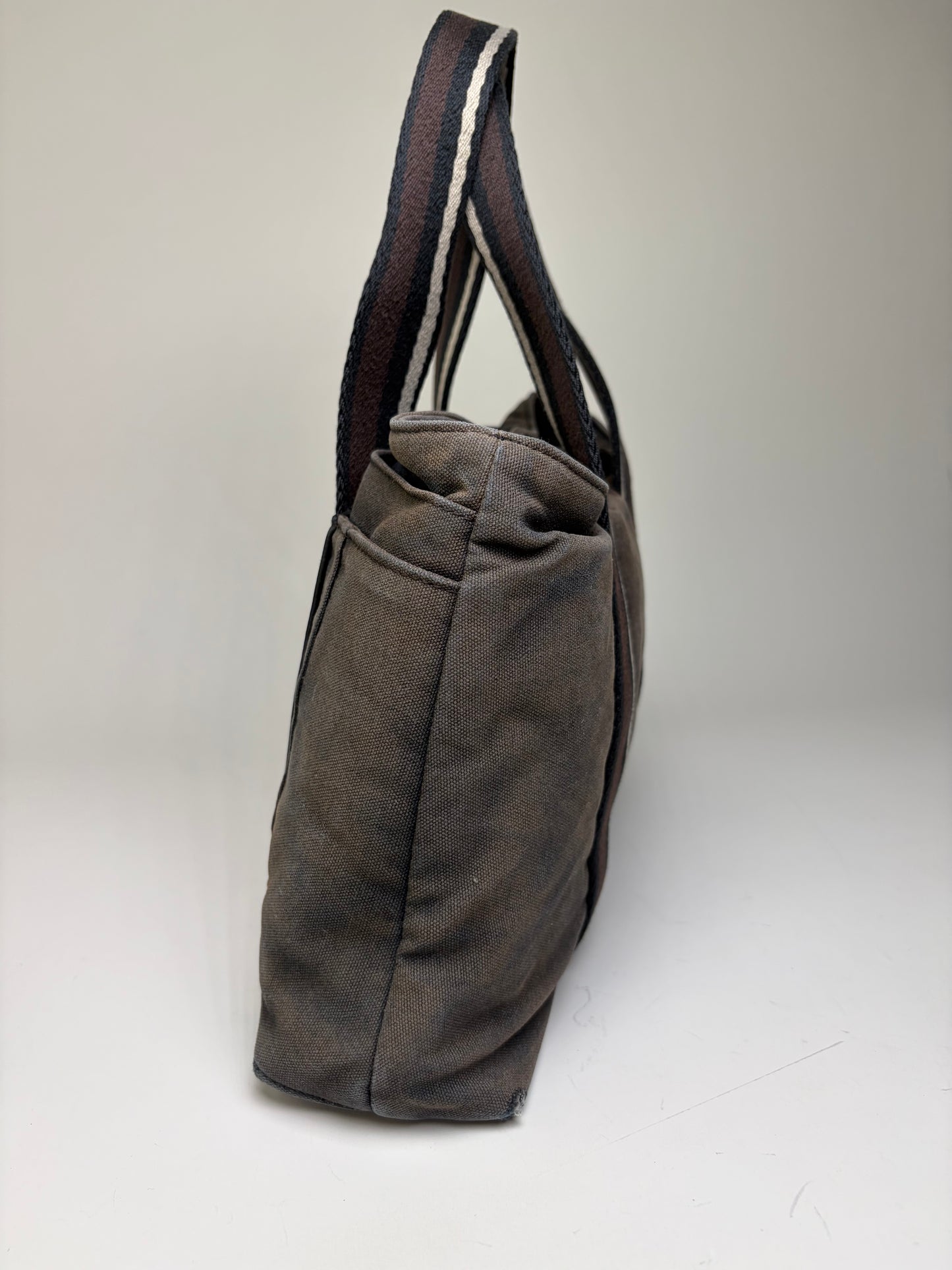 Vintage Hermes Troca Canvas Tote Dark Grey Black