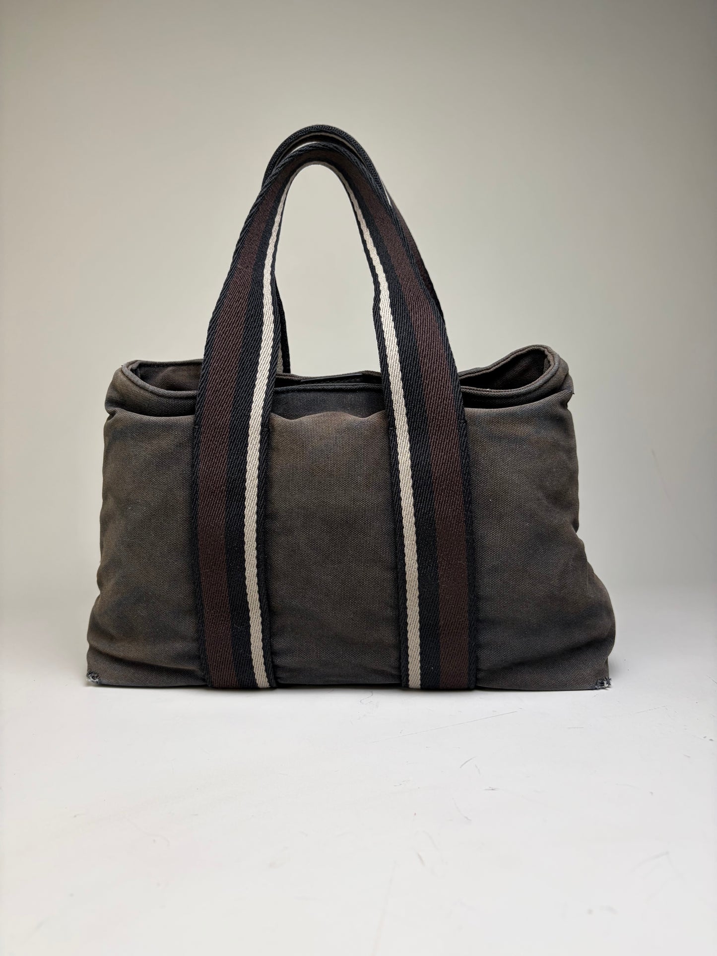 Vintage Hermes Troca Canvas Tote Dark Grey Black