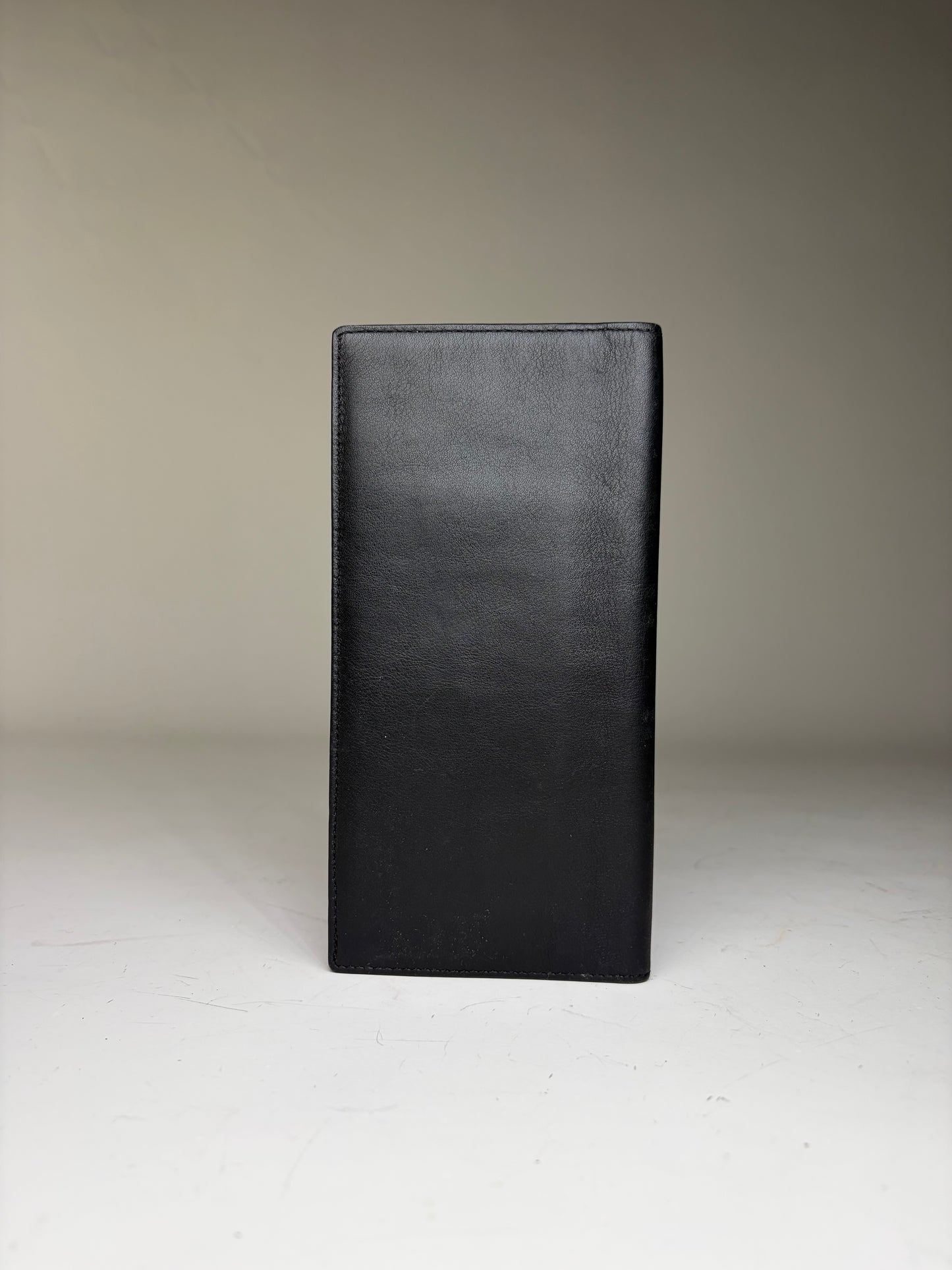 Vintage Dior Smooth Leather Bifold Wallet Black Silver