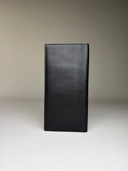 Vintage Dior Smooth Leather Bifold Wallet Black Silver