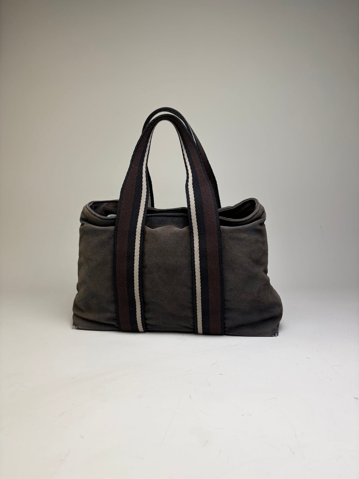 Vintage Hermes Troca Canvas Tote Dark Grey Black
