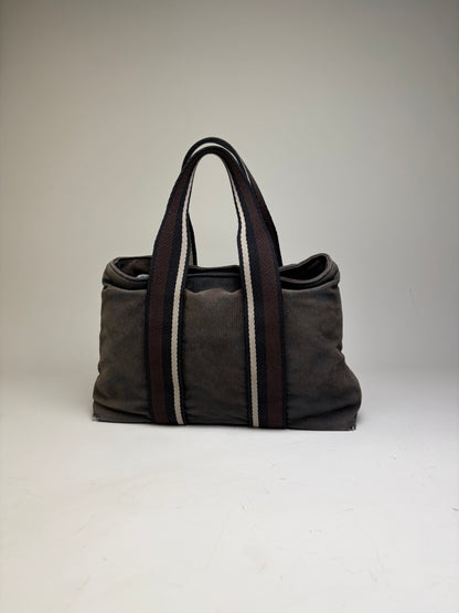 Vintage Hermes Troca Canvas Tote Dark Grey Black