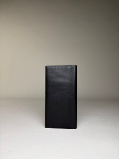 Vintage Dior Smooth Leather Bifold Wallet Black Silver