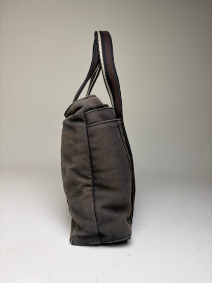 Vintage Hermes Troca Canvas Tote Dark Grey Black