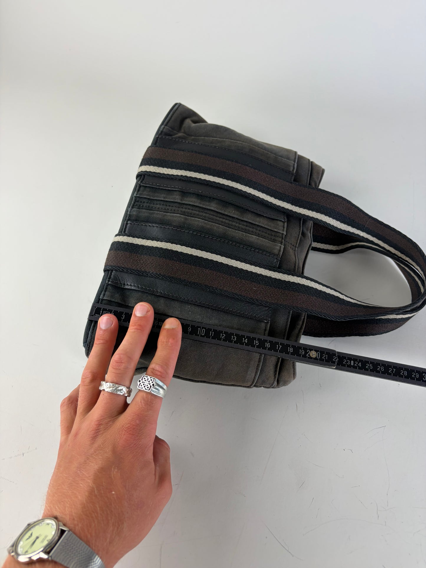 Vintage Hermes Troca Canvas Tote Dark Grey Black