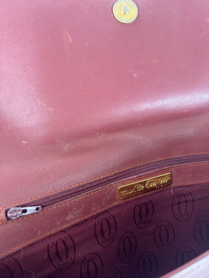 Vintage Cartier Burgundy Leather Clutch Bag