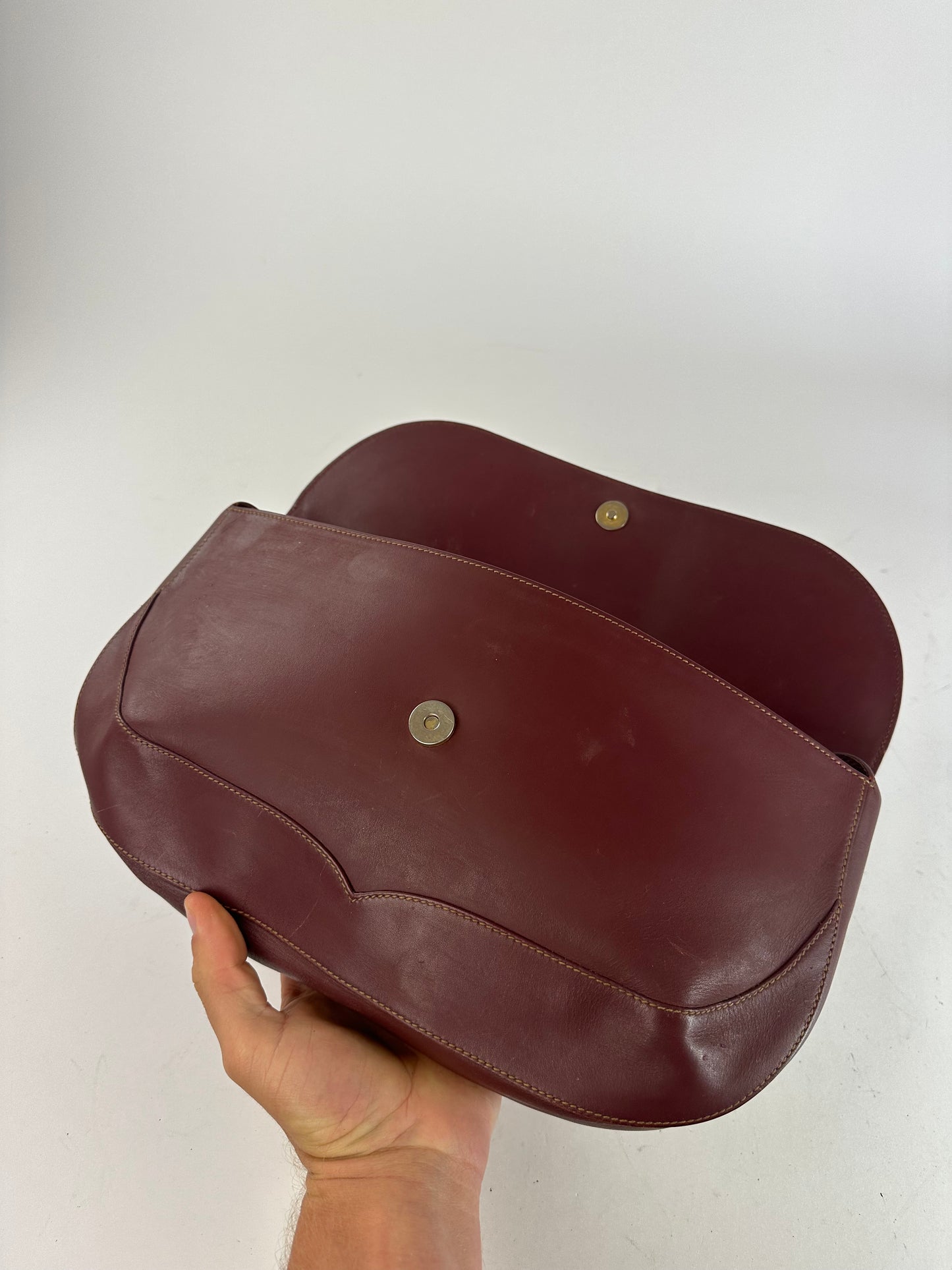 Vintage Cartier Burgundy Leather Clutch Bag