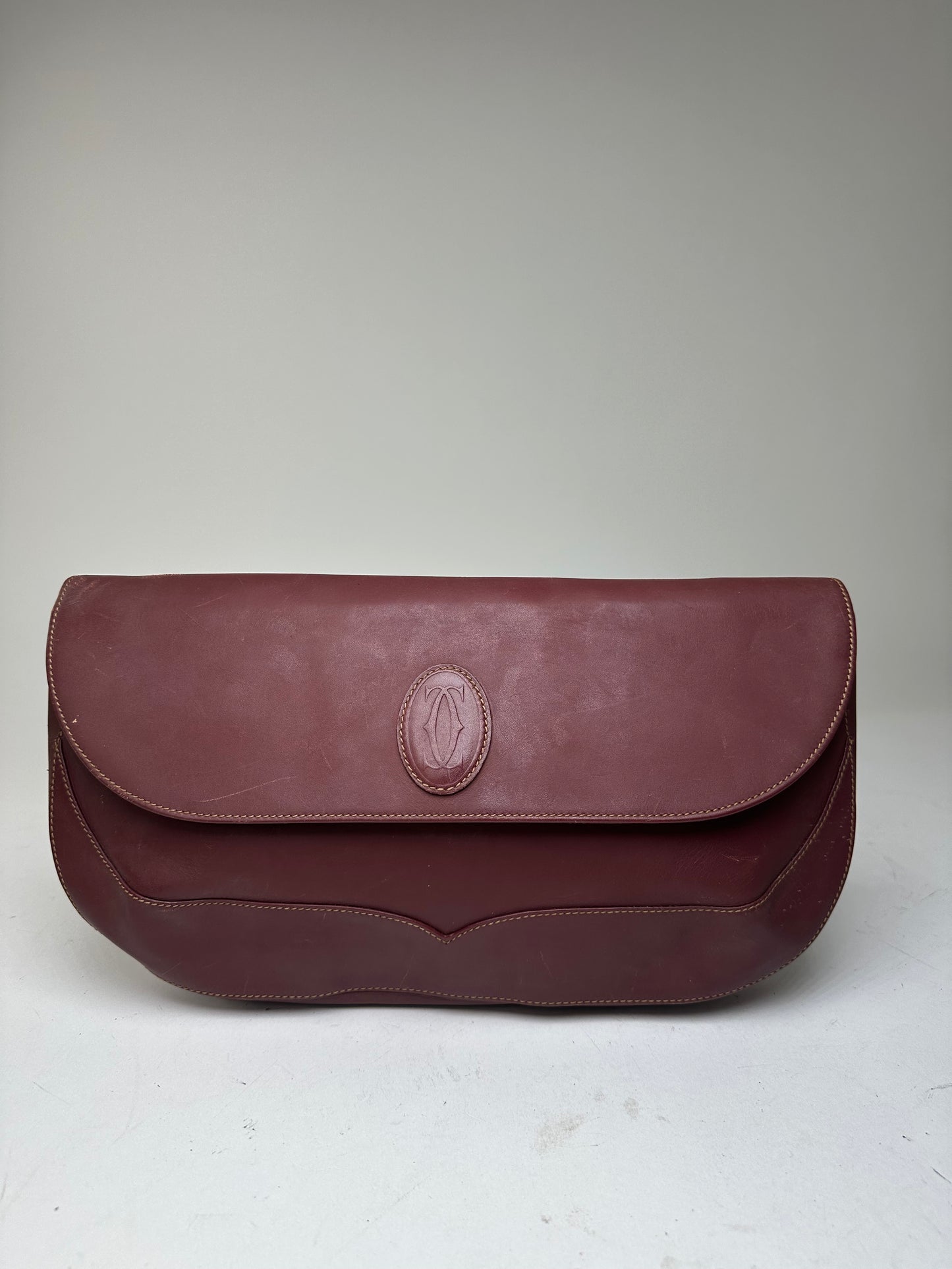 Vintage Cartier Burgundy Leather Clutch Bag