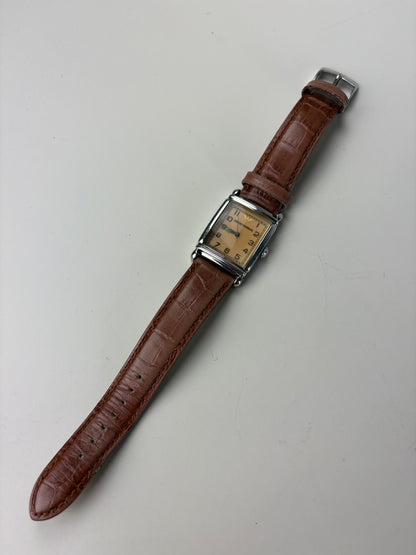 Vintage Emporio Armani Stainless Steel Leather Strap Watch Brown Beige