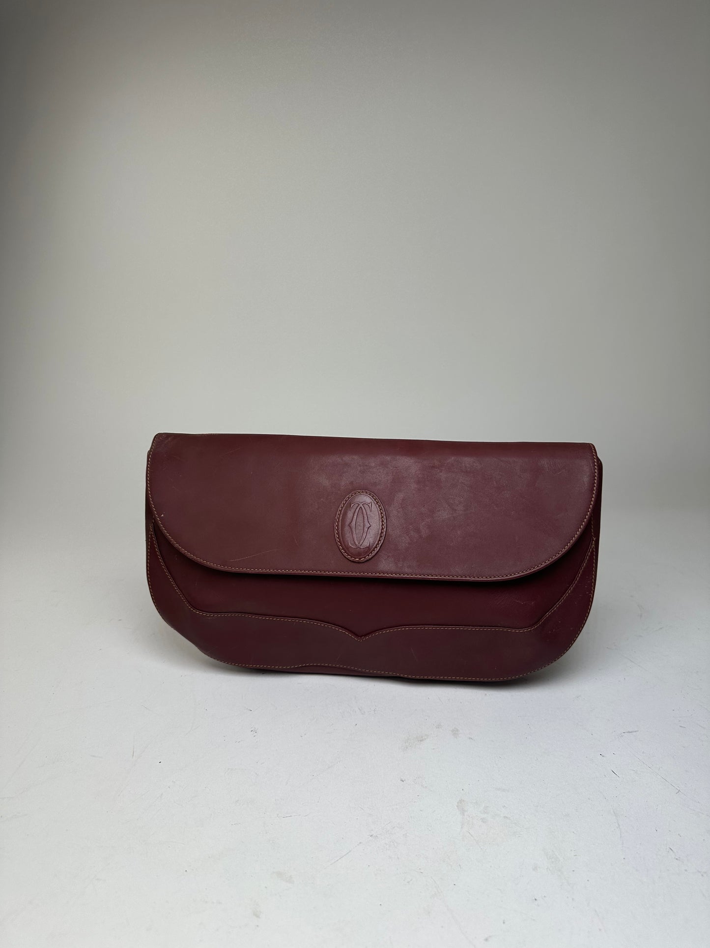 Vintage Cartier Burgundy Leather Clutch Bag