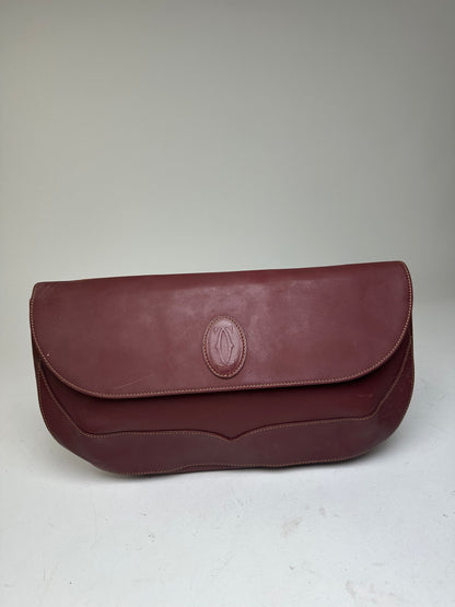 Vintage Cartier Burgundy Leather Clutch Bag