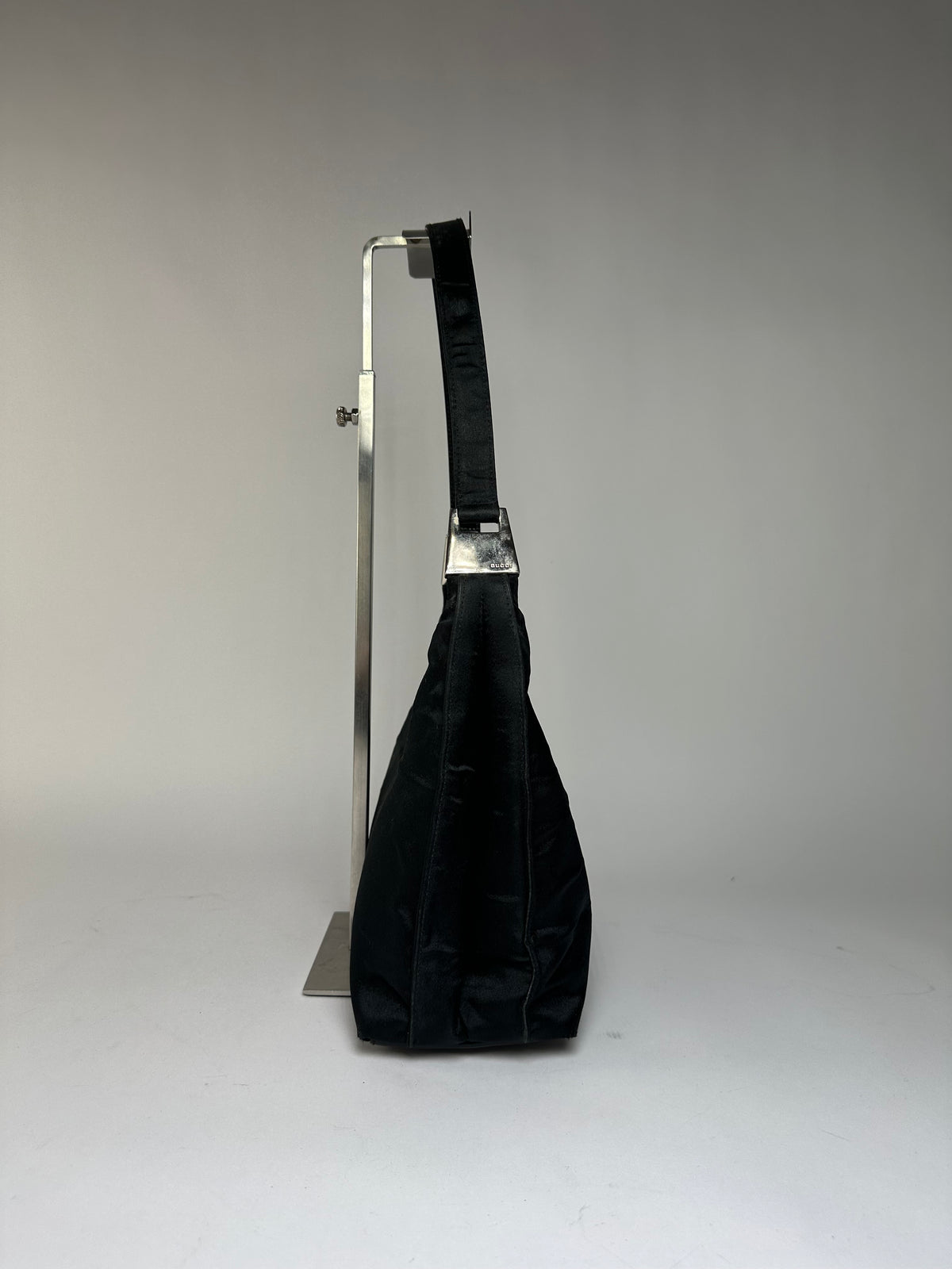 Vintage Gucci Nylon Hobo Bag Black Silver