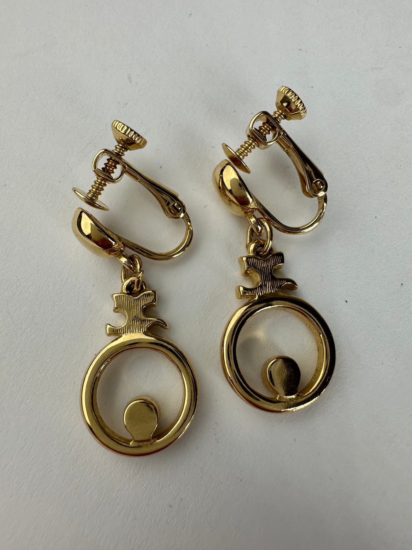 Vintage Courreges Gold Plated Ear Rings / Clipper Gold