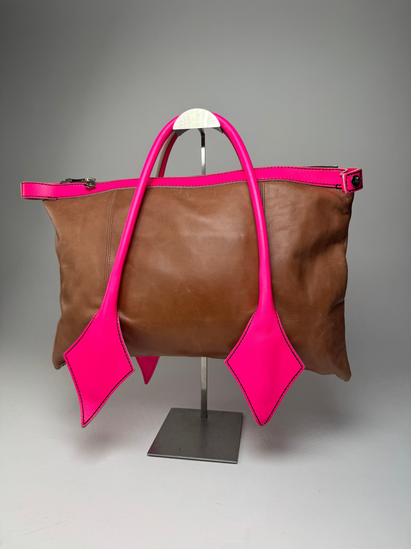Vintage Vivienne Westwood 2Way Leather Handbag Brown Pink
