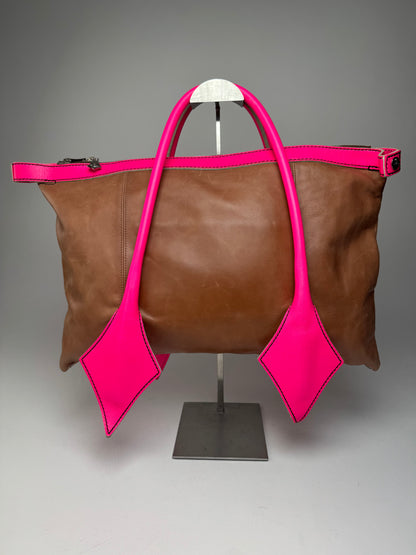 Vintage Vivienne Westwood 2Way Leather Handbag Brown Pink