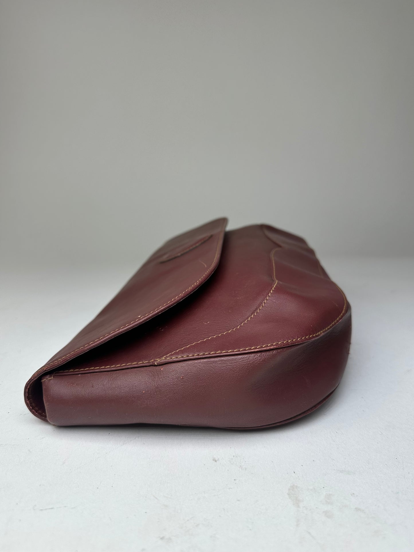 Vintage Cartier Burgundy Leather Clutch Bag
