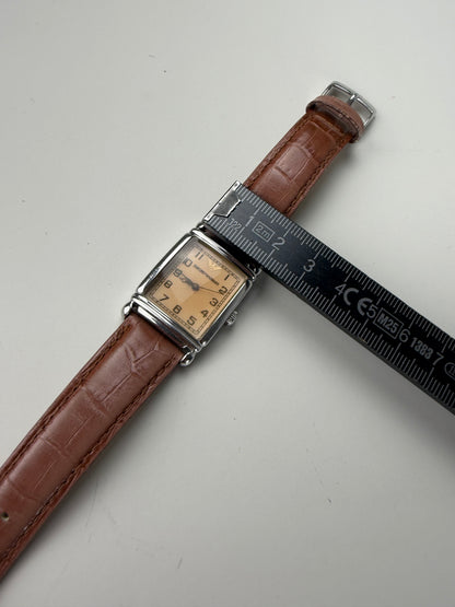 Vintage Emporio Armani Stainless Steel Leather Strap Watch Brown Beige