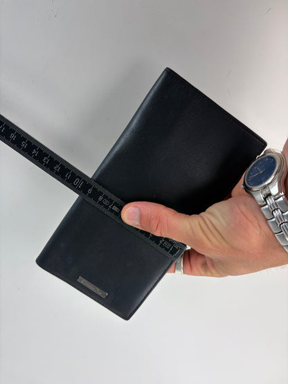 Vintage Dior Smooth Leather Bifold Wallet Black Silver