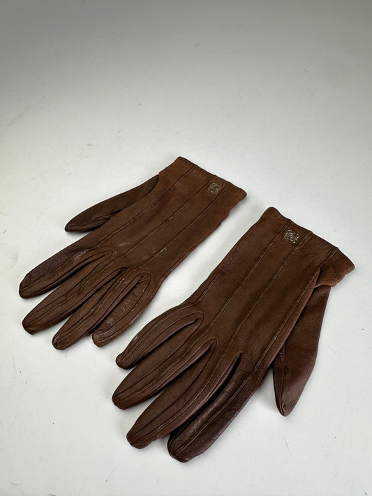 Vintage Loewe Madrid Leather Gloves Brown