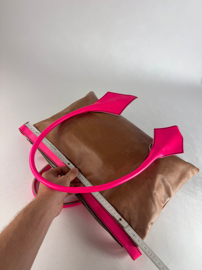 Vintage Vivienne Westwood 2Way Leather Handbag Brown Pink