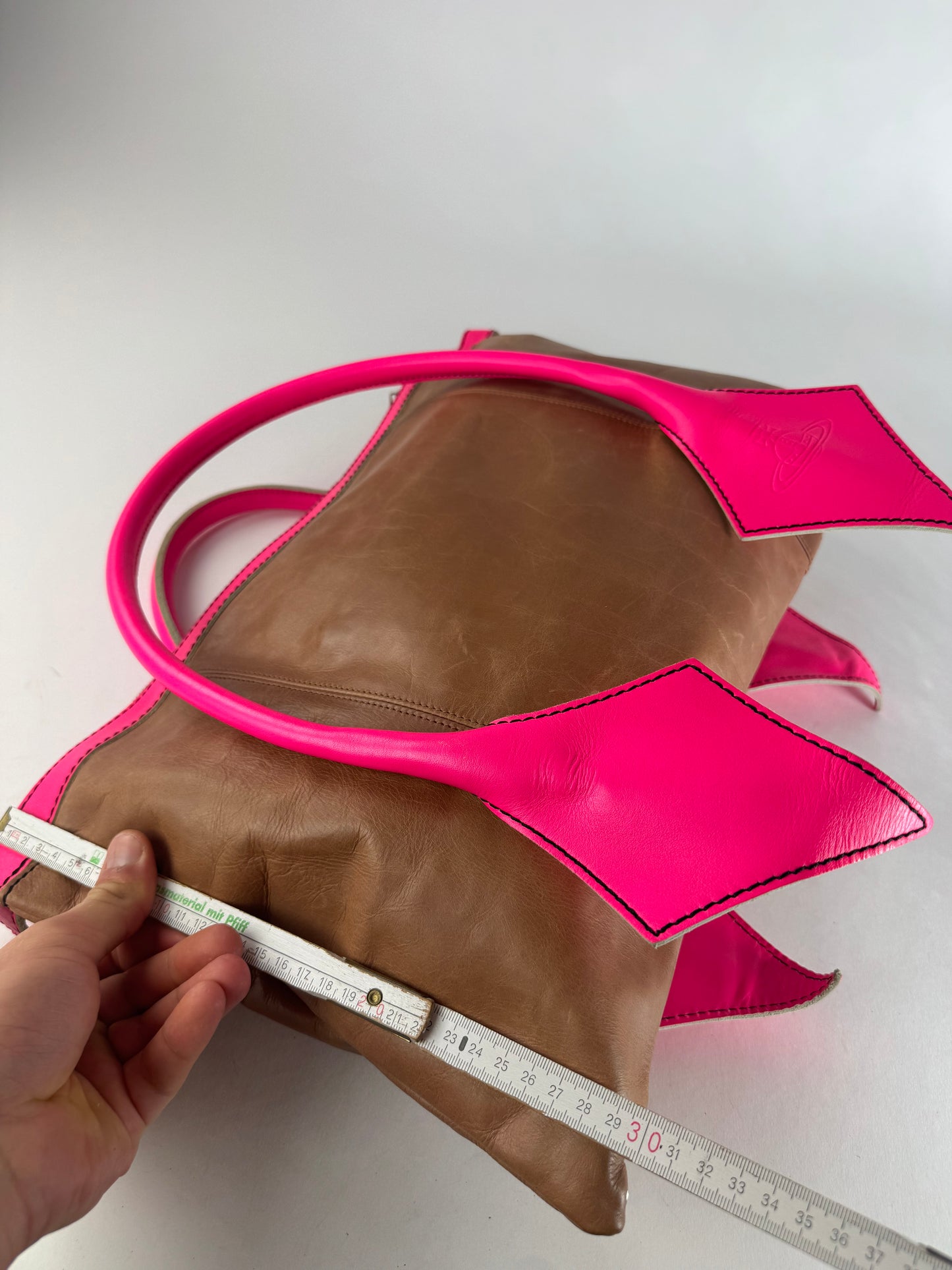 Vintage Vivienne Westwood 2Way Leather Handbag Brown Pink